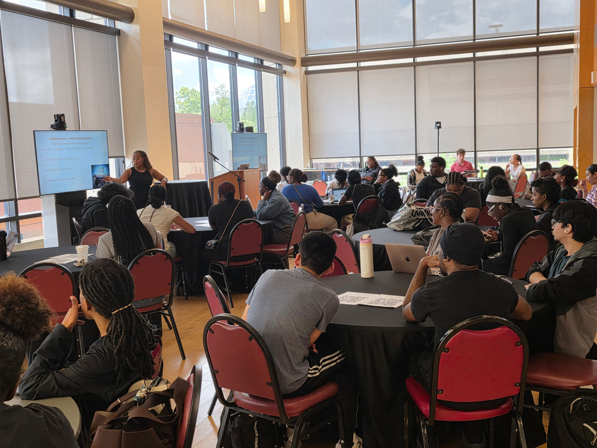 Participants gathered in a full room during a career readiness workshop
